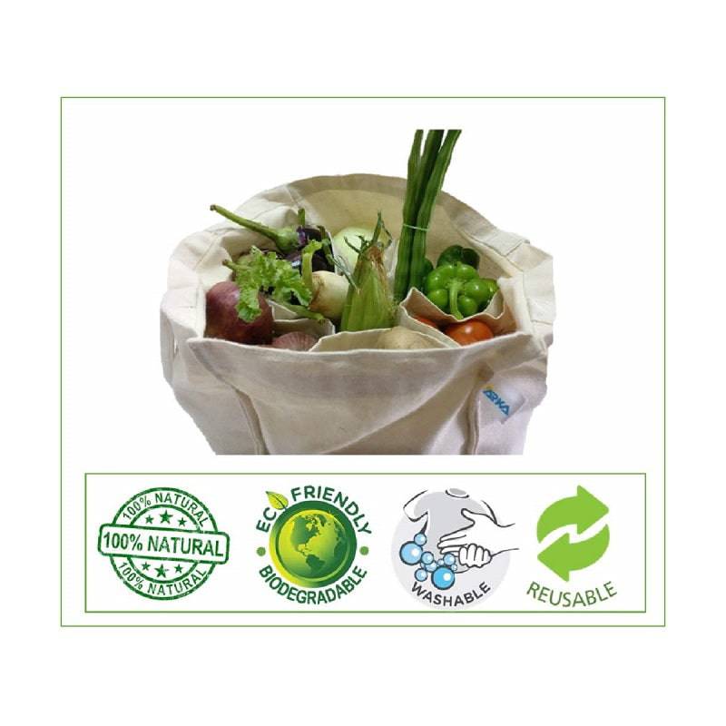 Cotton Canvas Bags - 6 Pockets