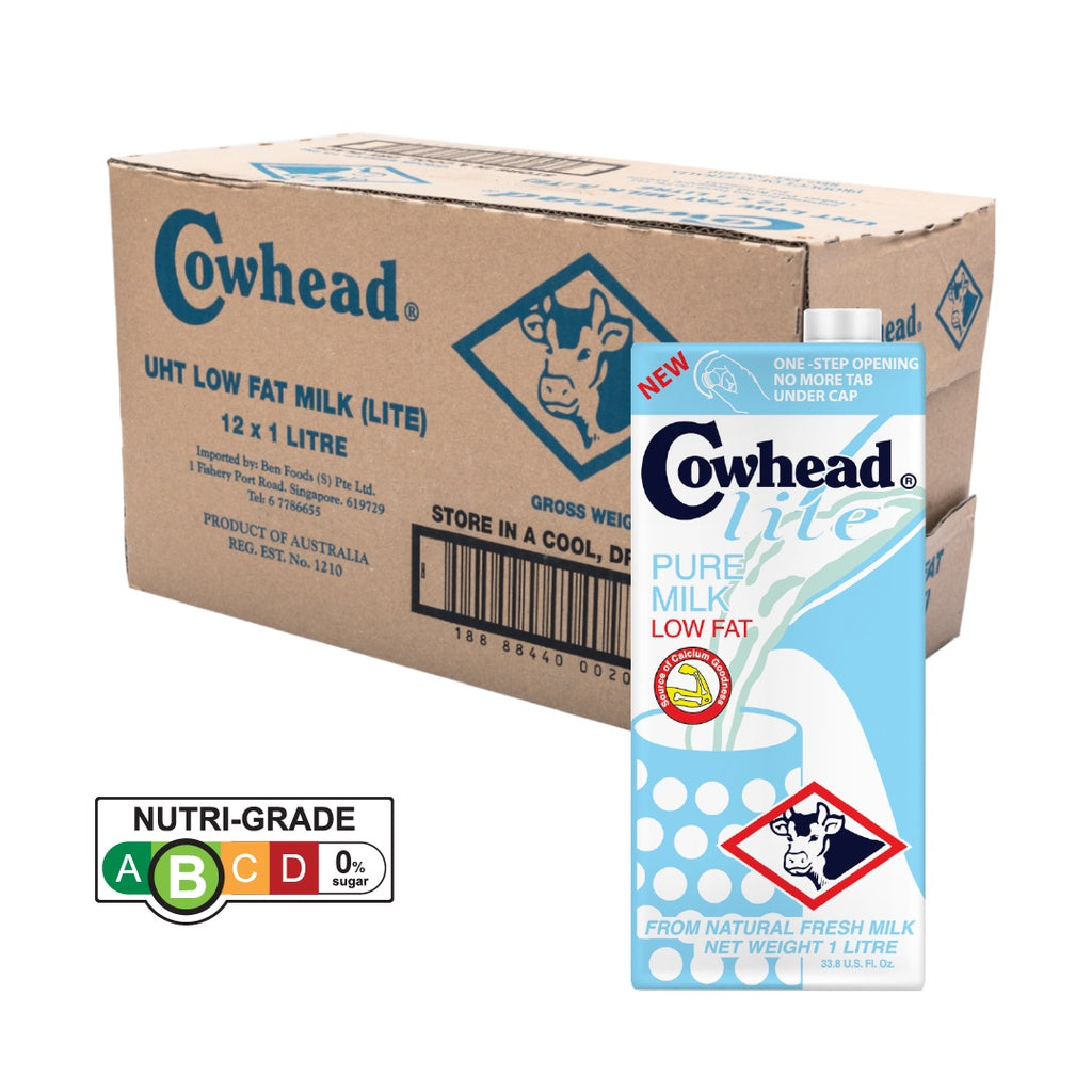 Cowhead Pure Milk Lite Low Fat High Calcium - 12 x 1L