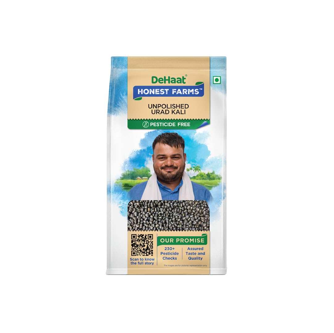 DeHaat Honest Farms Pesticide Free Unpolished Black Urid Whole Kali - 500 g