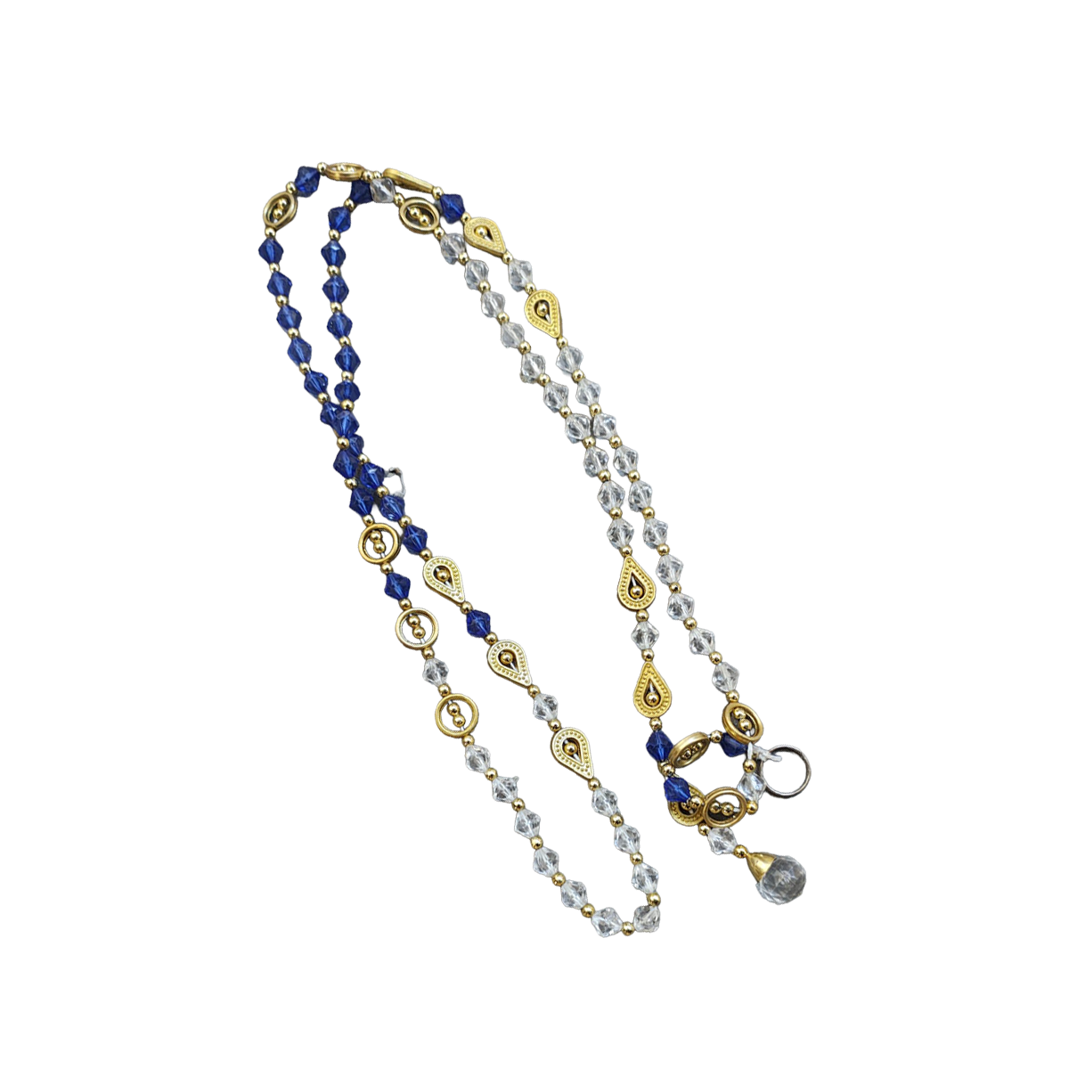 Sparkling Crystal Beaded Pearls String Door Hanging Blue - 1 Pc