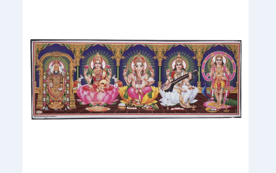 Five in One Gods Photo Frame for Pooja Small - 1 pc