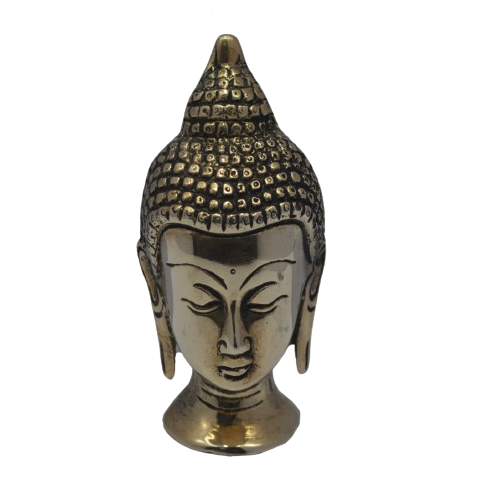 Authentic Gold Plated Brass Buddha Head- 3.5 Inch