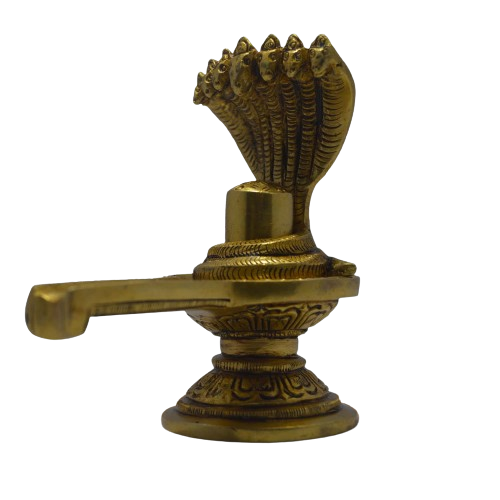 Authentic Gold Plated Brass Lingam - 4 Inch