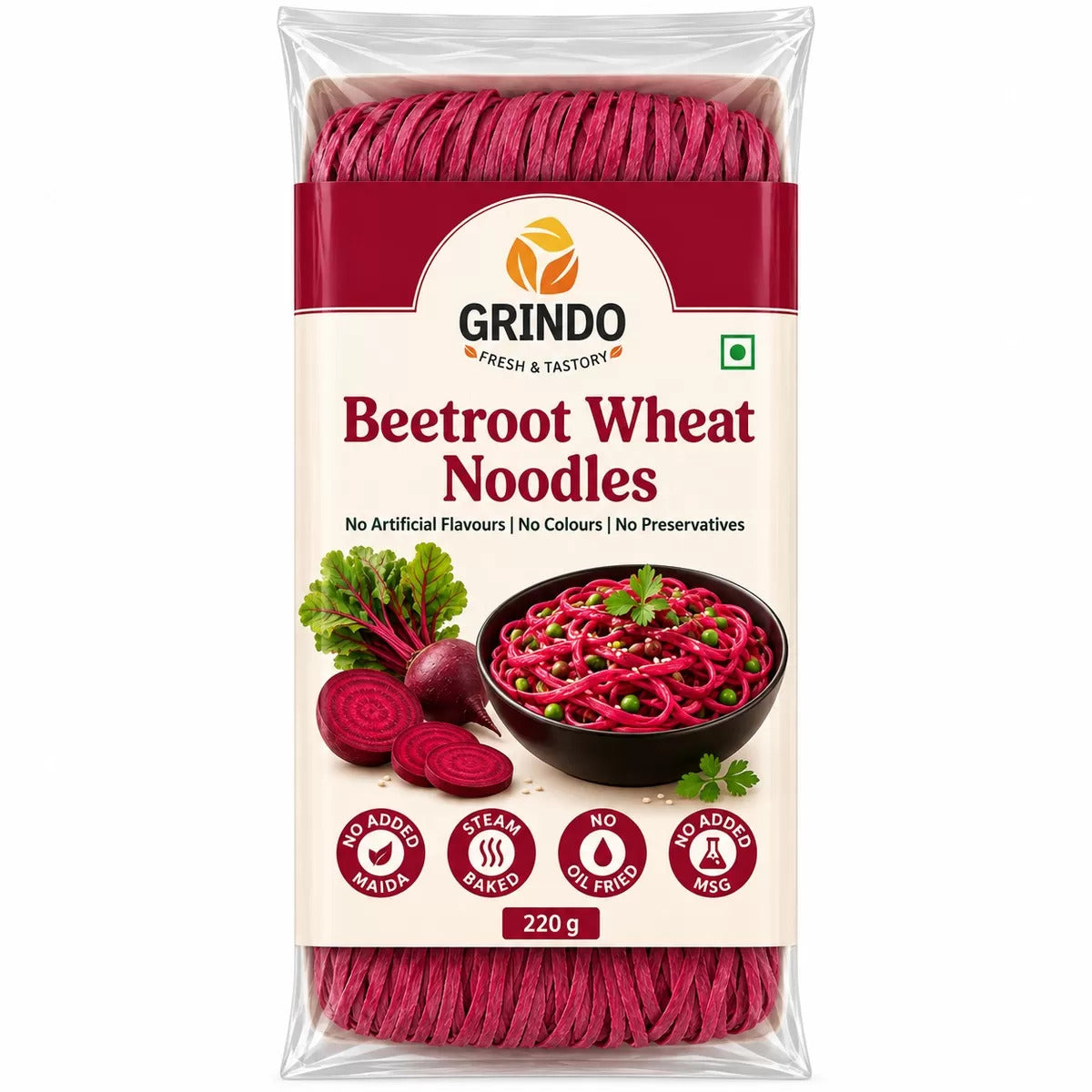 Grindo Beetroot Wheat Noodles - 220 g