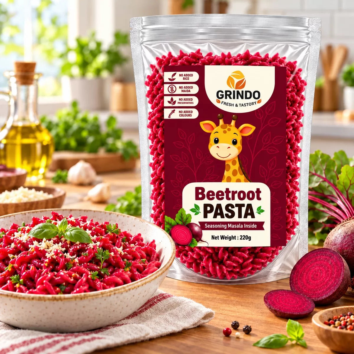 Grindo Beetroot Wheat Pasta - 220 g