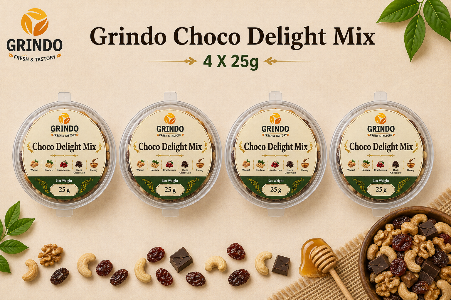 Grindo Choco Delight Nut Mix - 4 X 25 g