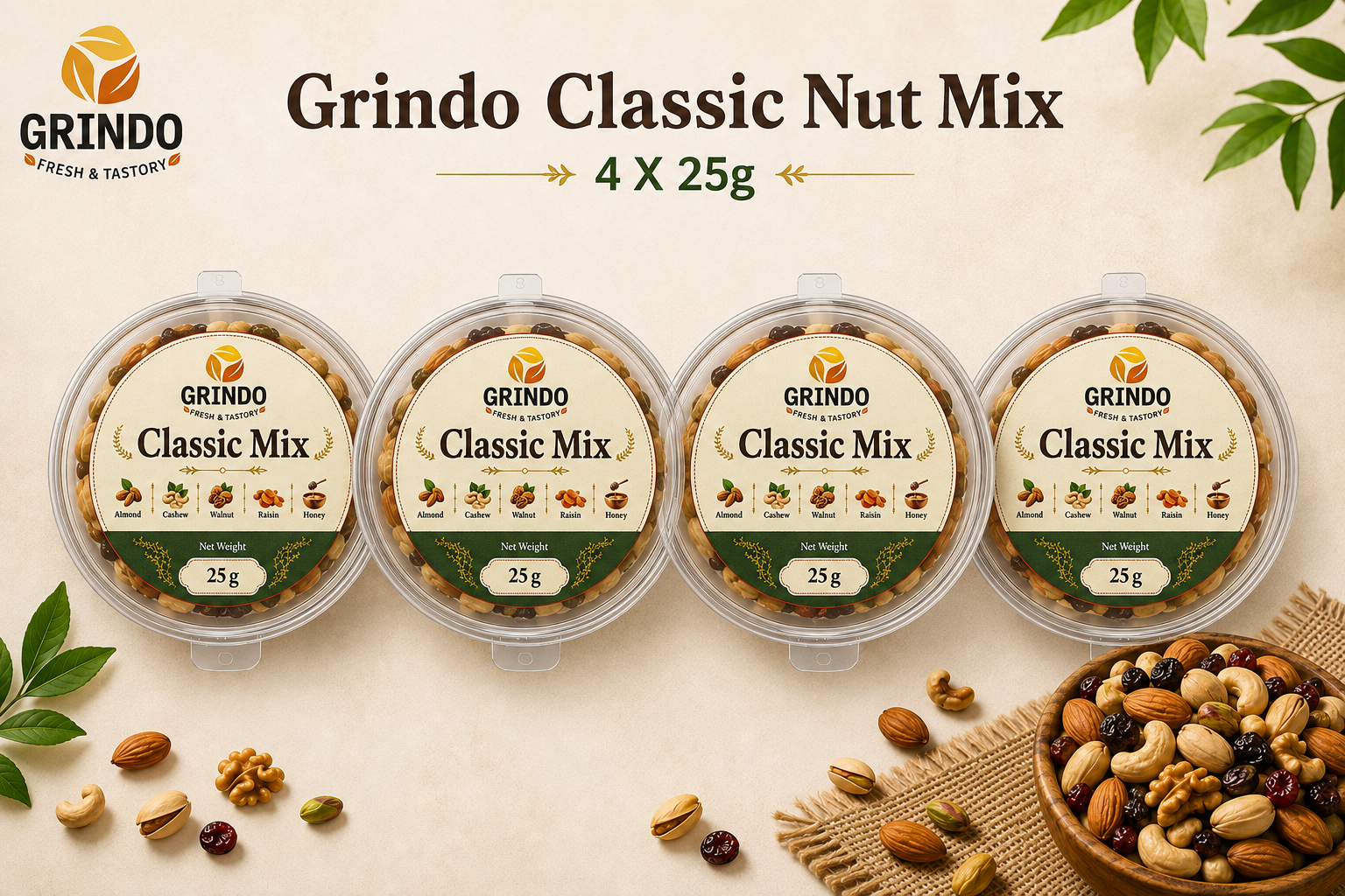 Grindo Classic Nut Mix - 4 X 25 g