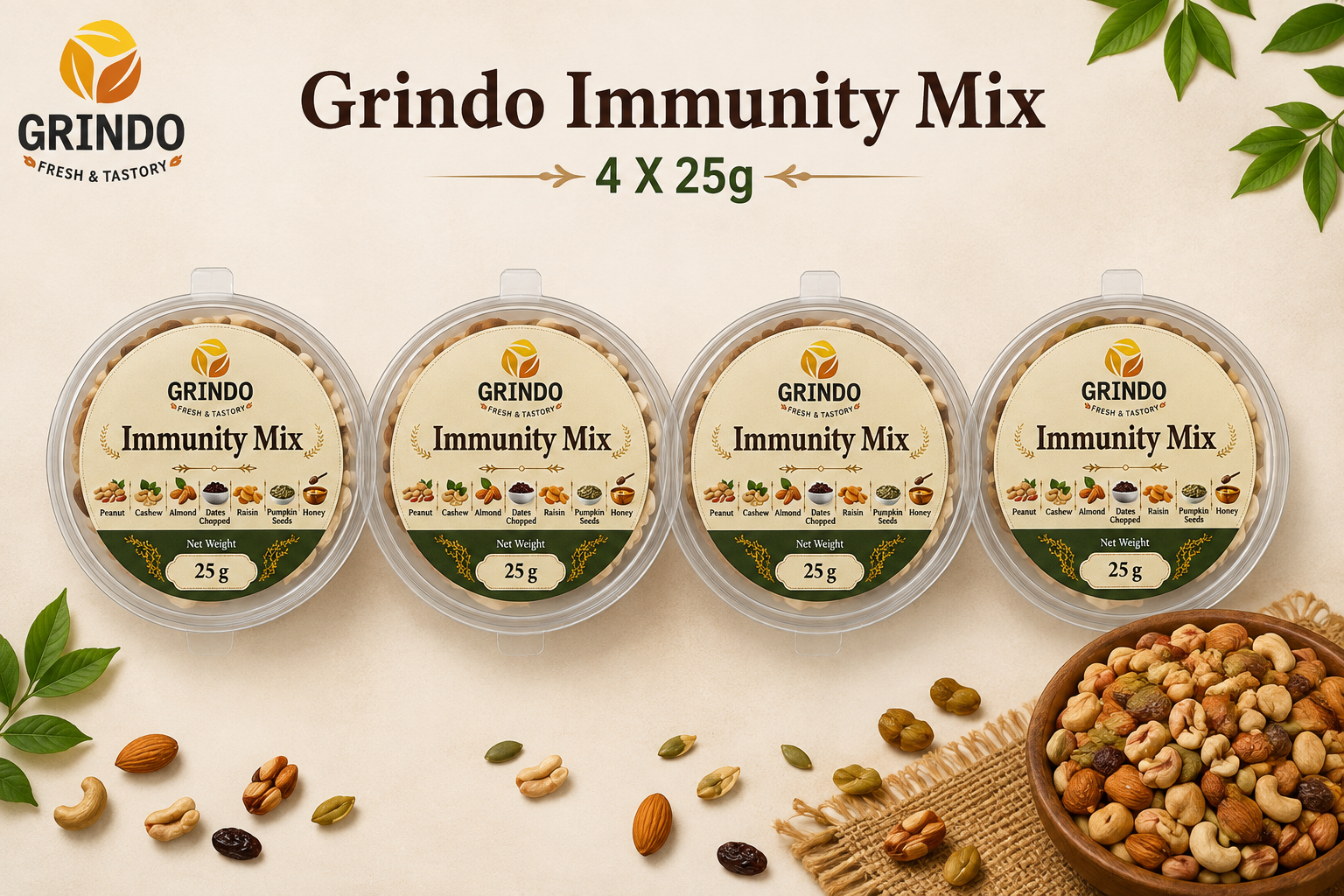 Grindo Immunity Nut Mix - 4 X 25 g