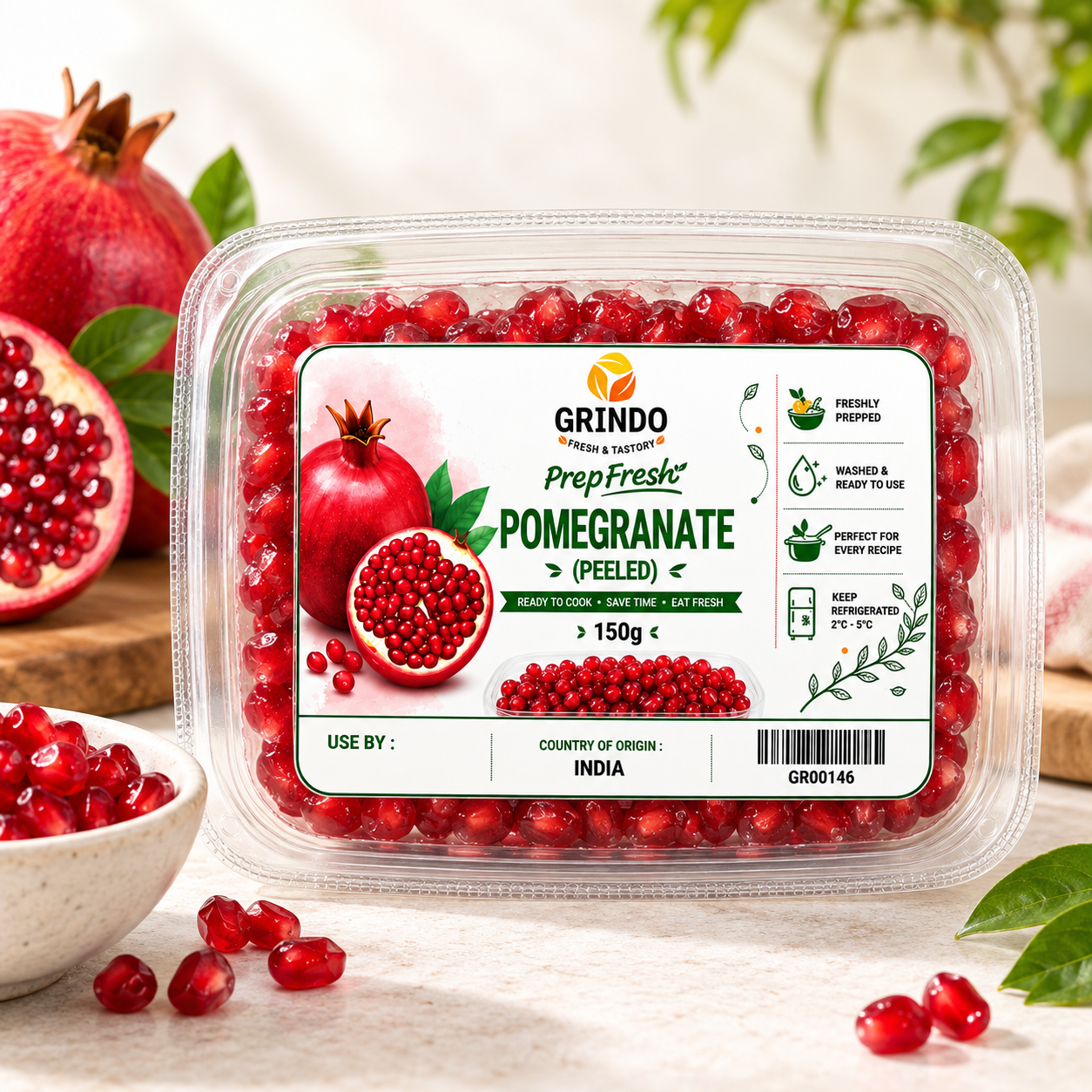 Grindo Prepfresh Pomegranate (Peeled) - 150 g