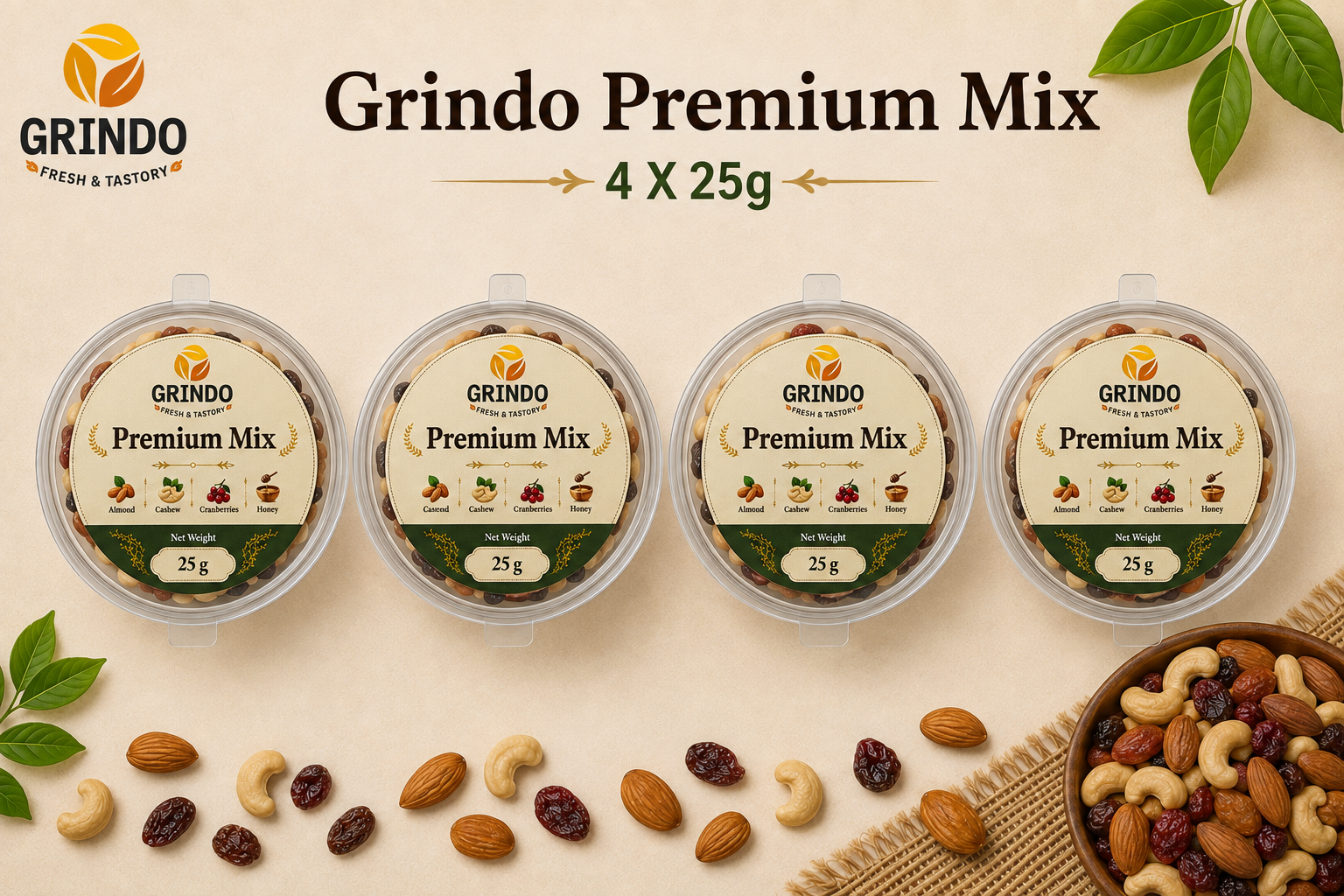 Grindo Premium Nut Mix - 4 X 25 g