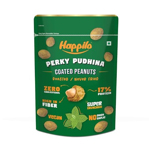Happilo Premium Super Snack Perky Pudhina Peanut  Crunchy and Nutty High in Protein and Dietary Fibre - 150 g