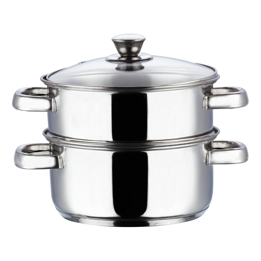 Vinod Stainless Steel Steamer 2 Tier with Glass Lid - 24 cm - BSSH224