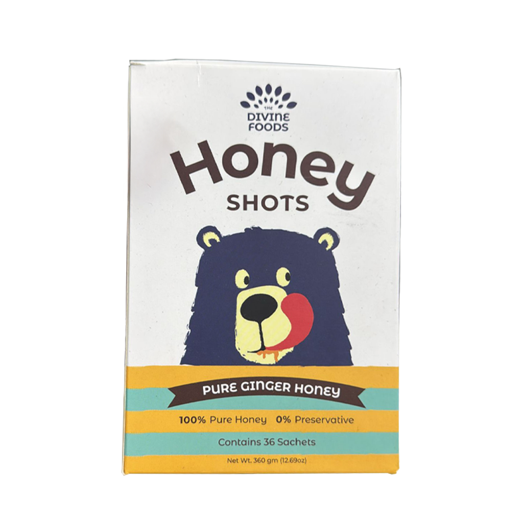 The Divine Foods Ginger Pure Honey Shots (Single Serving honey Sachets) - 360 g