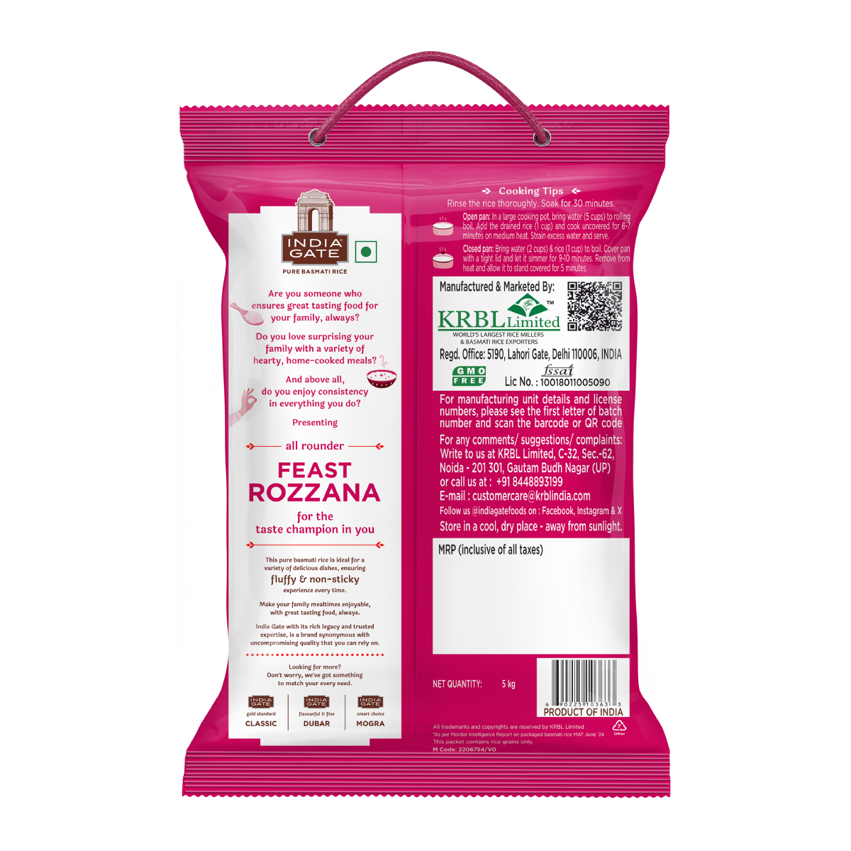 India Gate Feast Rozzana Basmati Rice - 5 Kg