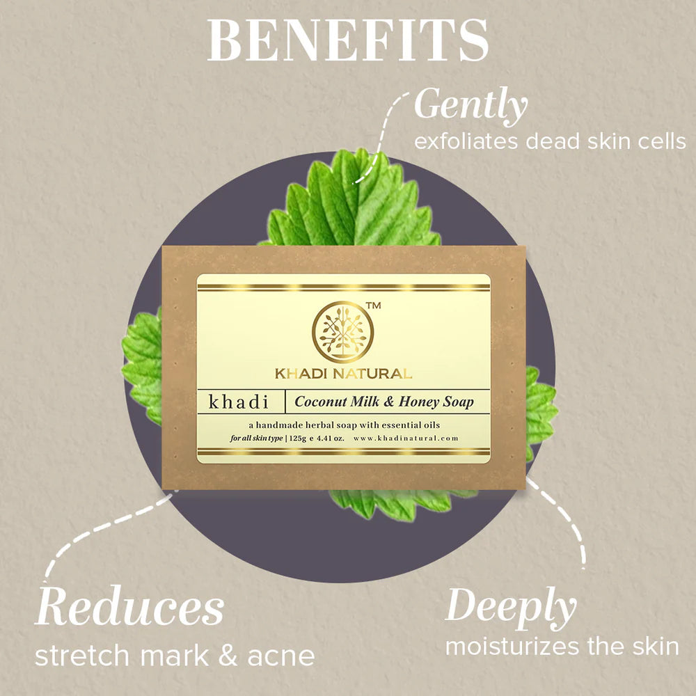 Khadi Natural Herbal Coconut Milk & Honey Soap - 125 g