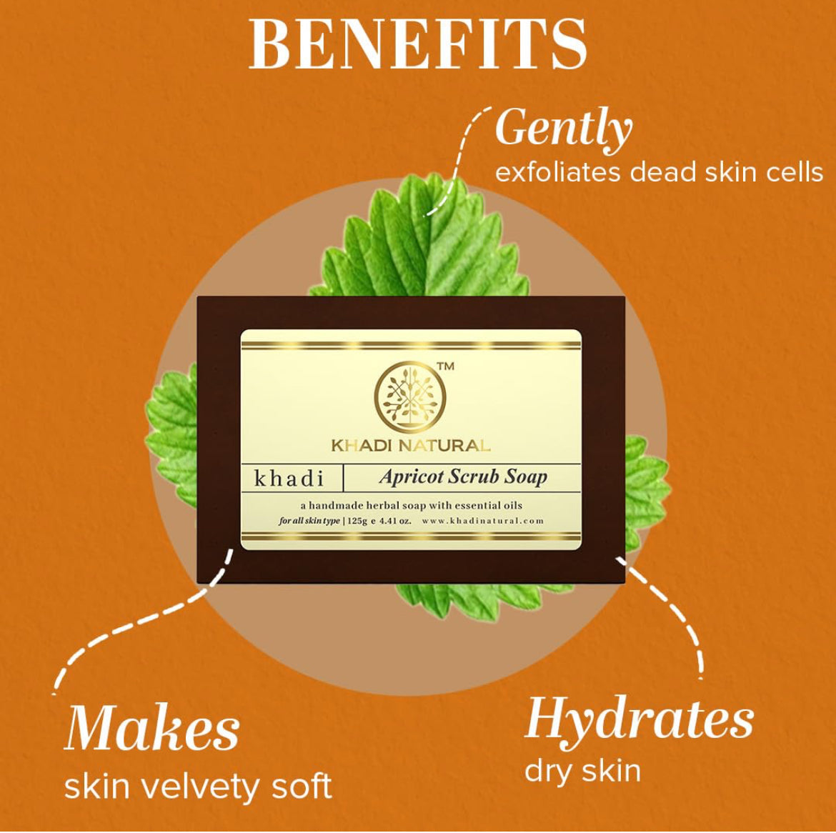 Khadi Natural Herbal Apricot Scrub Soap - 125 g