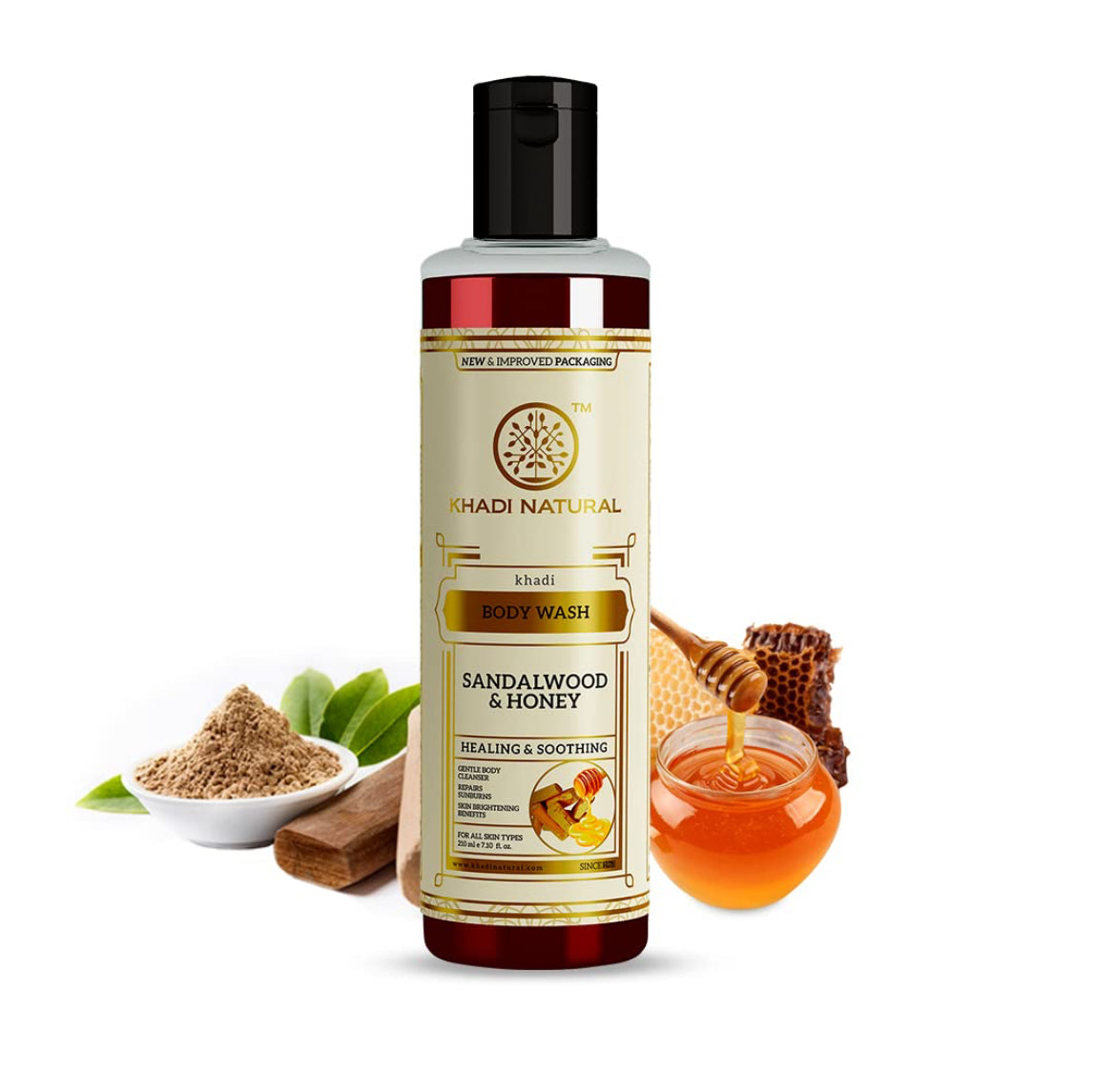 Khadi Natural Herbal Sandalwood & Honey Body Wash - 210 ml