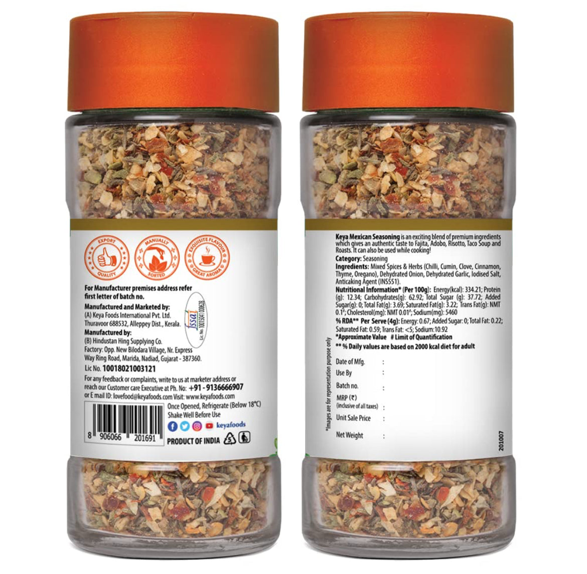 Keya Mexican Seasoning Bottle - 50 g