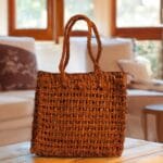 Inditrails Handwoven Woman and Girls Tote Bags Elegant Rust Colour - 1 Pc