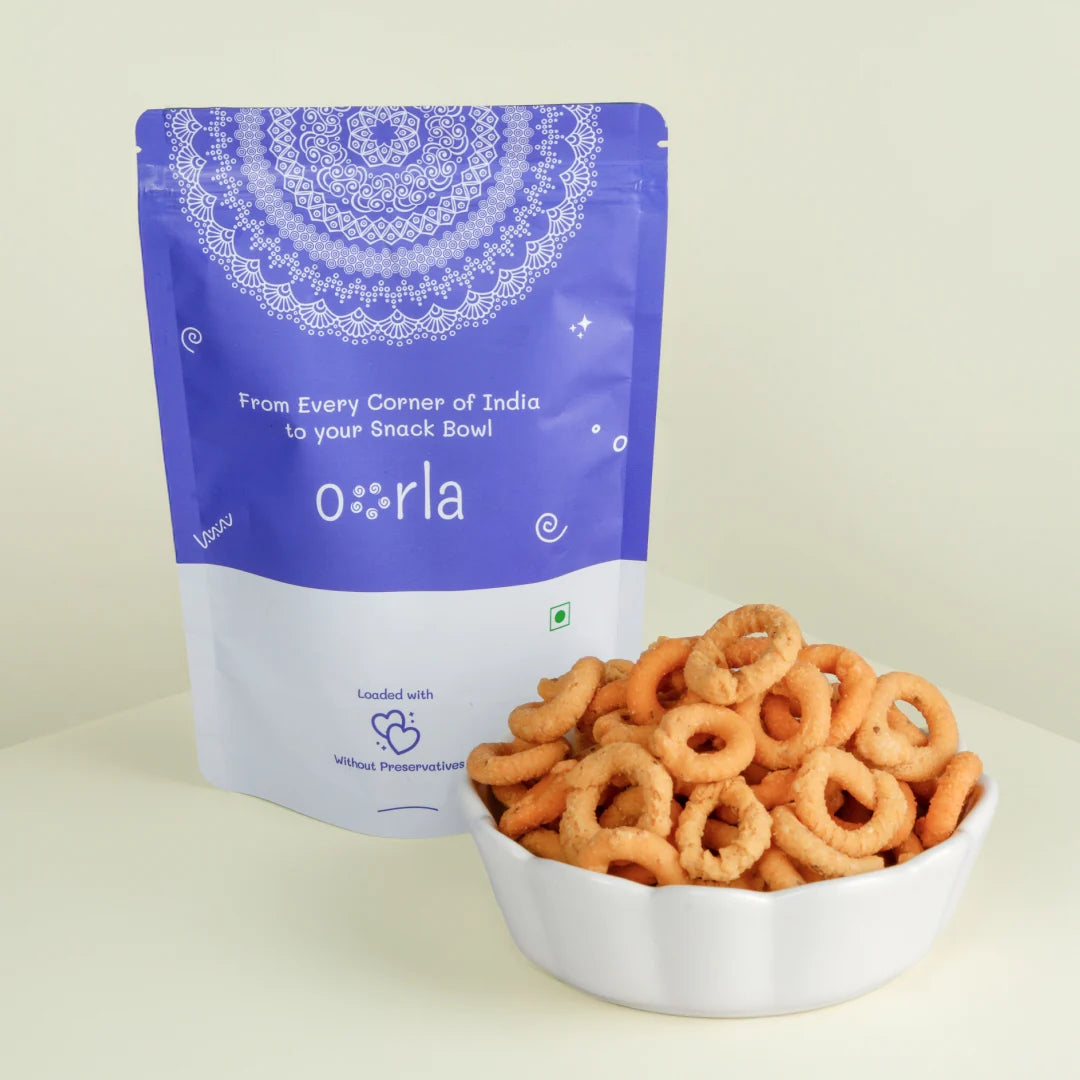 Oorla Karaikudi Kuthiraivali Rings Murukku - 180 g(Pre Order).