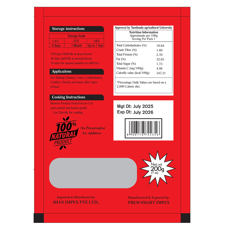 Yazhl Organic Grated Coconut (Chilled) - 200 g