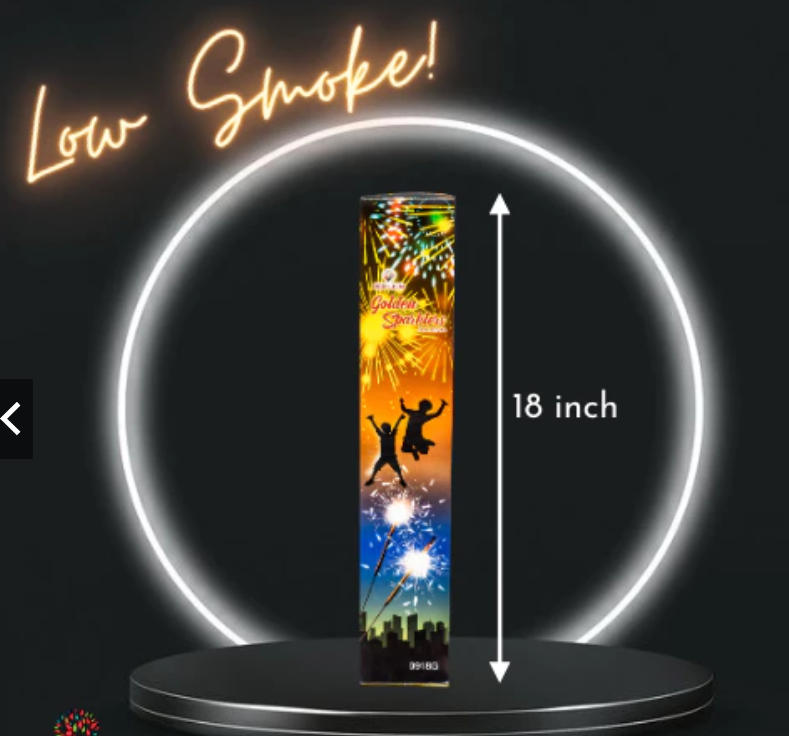 18 Inch Low Smoke Golden Sparklers - 1 Box (75 Pcs)
