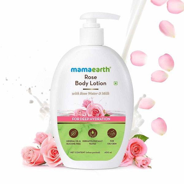 Mamaearth Rose Body Lotion for Men and Women For Dry Skin With Rose Water and Shea Butter For Winter & Summer - 400 ml