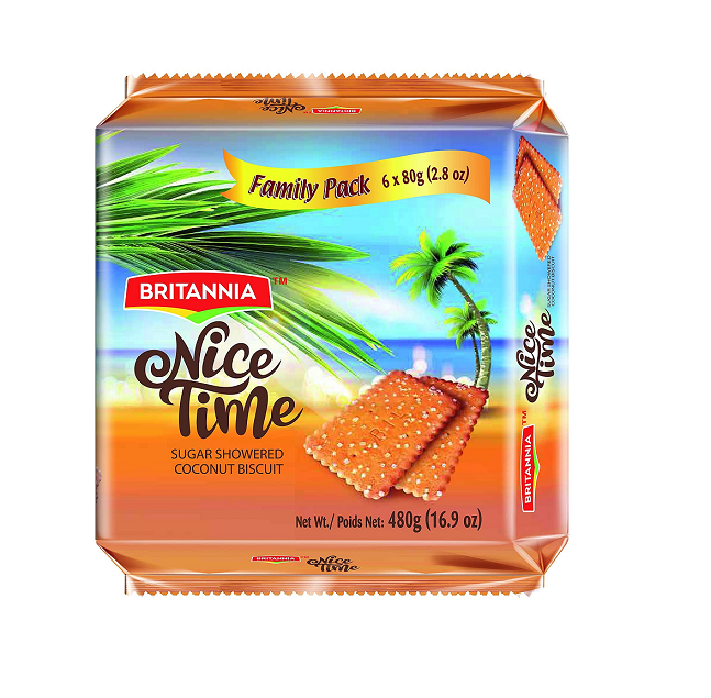Britannia Nice Time Coconut Biscuits - 6 X 80 g