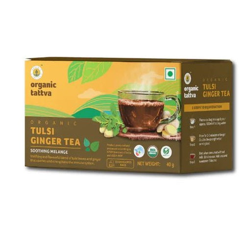 Organic Tattva Tulsi Ginger Tea(Certified ORGANIC) - 40 g / 20 bags