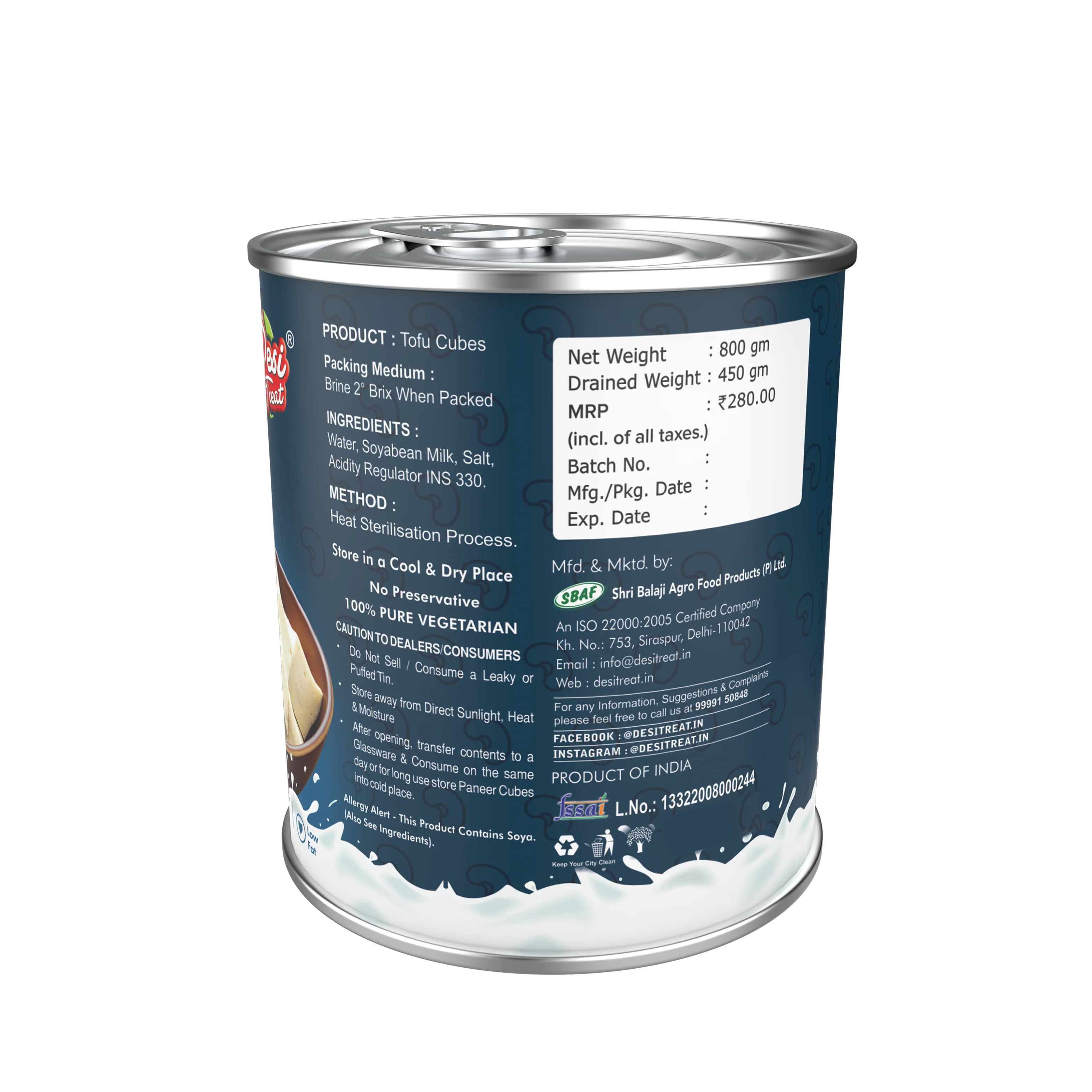 Desi Treat Soya Paneer Tofu - 800 g