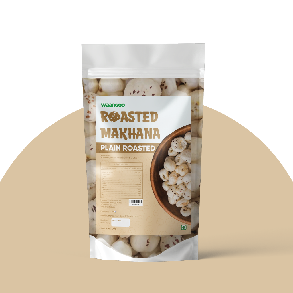 Waangoo Plain Roasted Phool Makhana (Lotus Seed) - 100 g