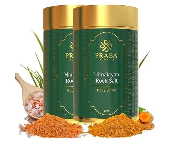Praba Ayurvedha Himalayan Rock Salt Body Scrub Pink Rock Salt Powder Herbs Full Body Scrub -100 g