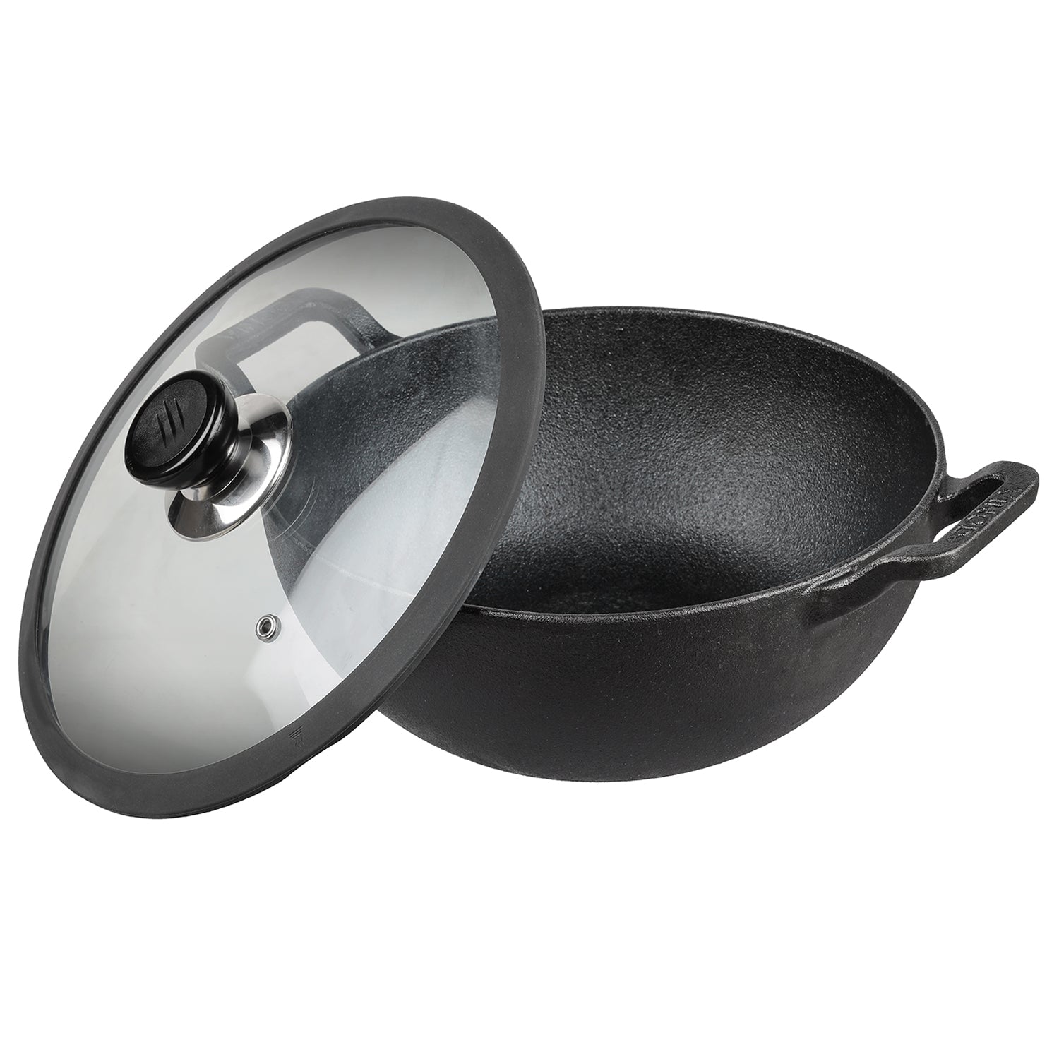 Vinod Legacy Pre Seasoned Cast Iron Kadai with Glass Lid - 4.3 L - LCIDK26