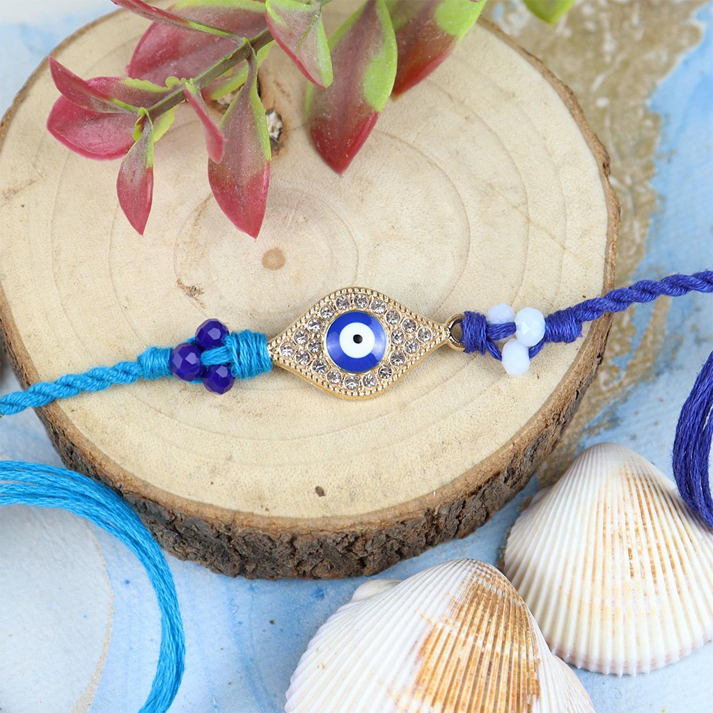 Premium Evil Eye Rakhi With Beads - 1 Pc