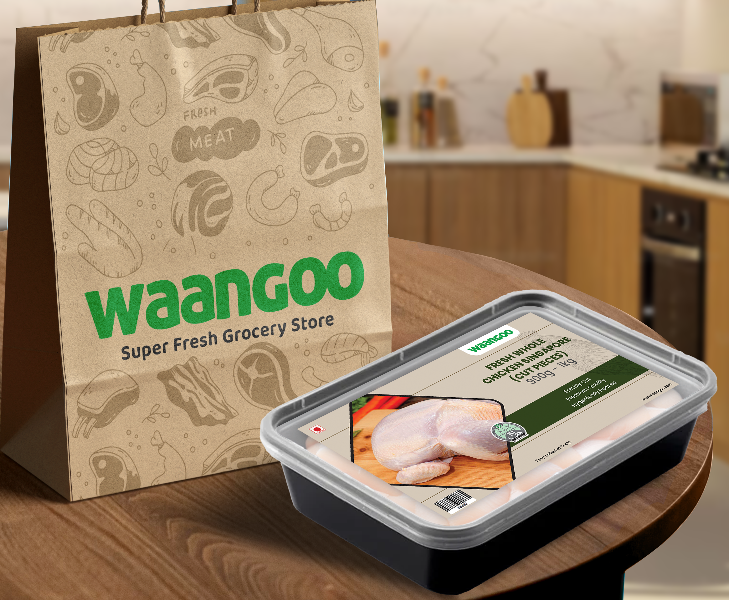 Fresh Whole Chicken (Singapore)  (Cut Pcs)- 900 to 1 Kg