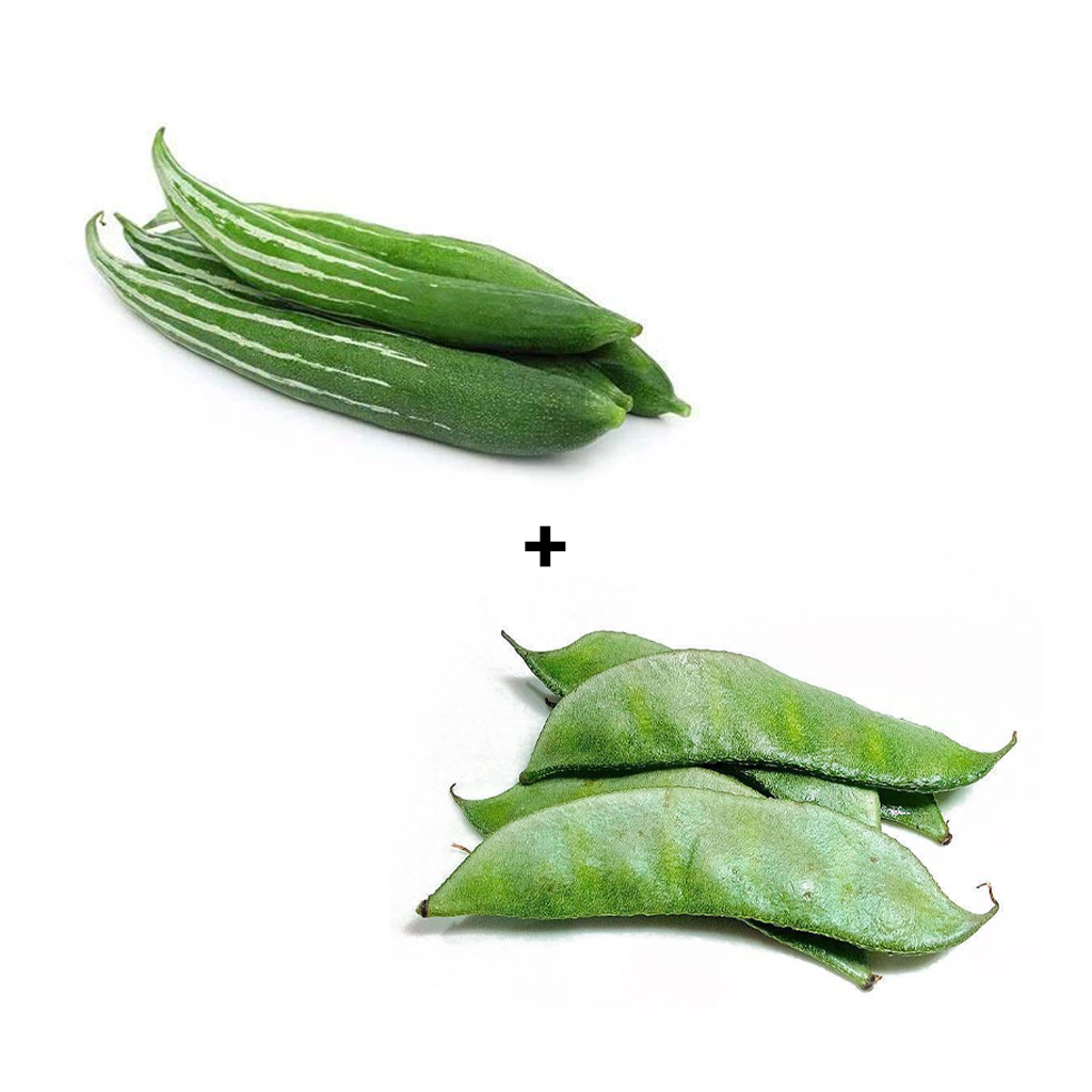 Veggie Combo (Fresh Snake Gourd (Malaysia) - 1 to 2 Pcs & Fresh Broad Beans (India) - 500 g) - 1 Set