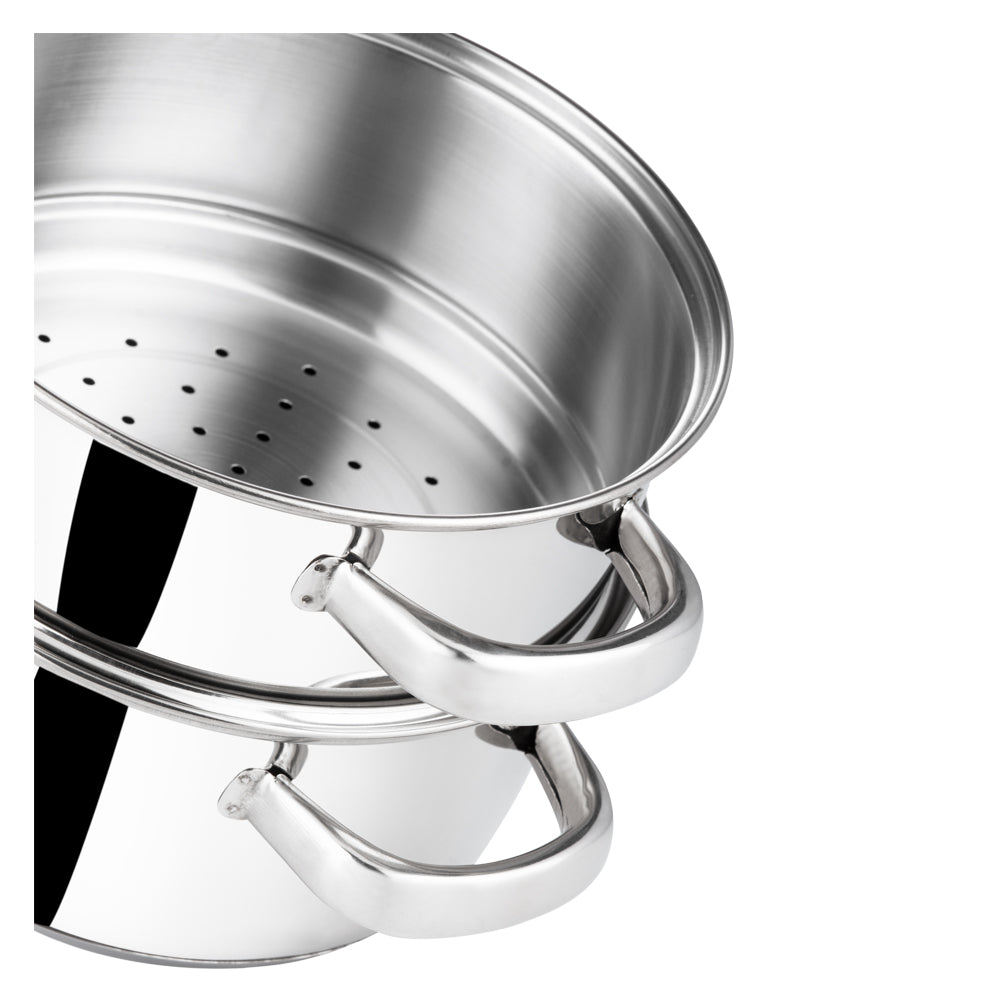 Vinod Stainless Steel Steamer 2 Tier with Glass Lid - 24 cm - BSSH224