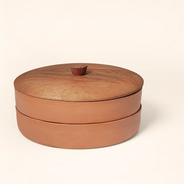 Ellementry Terracotta Sprouter With Wooden Lid For Kitchen/Gifting Purpose(TCKEA0934) - 1 Pc