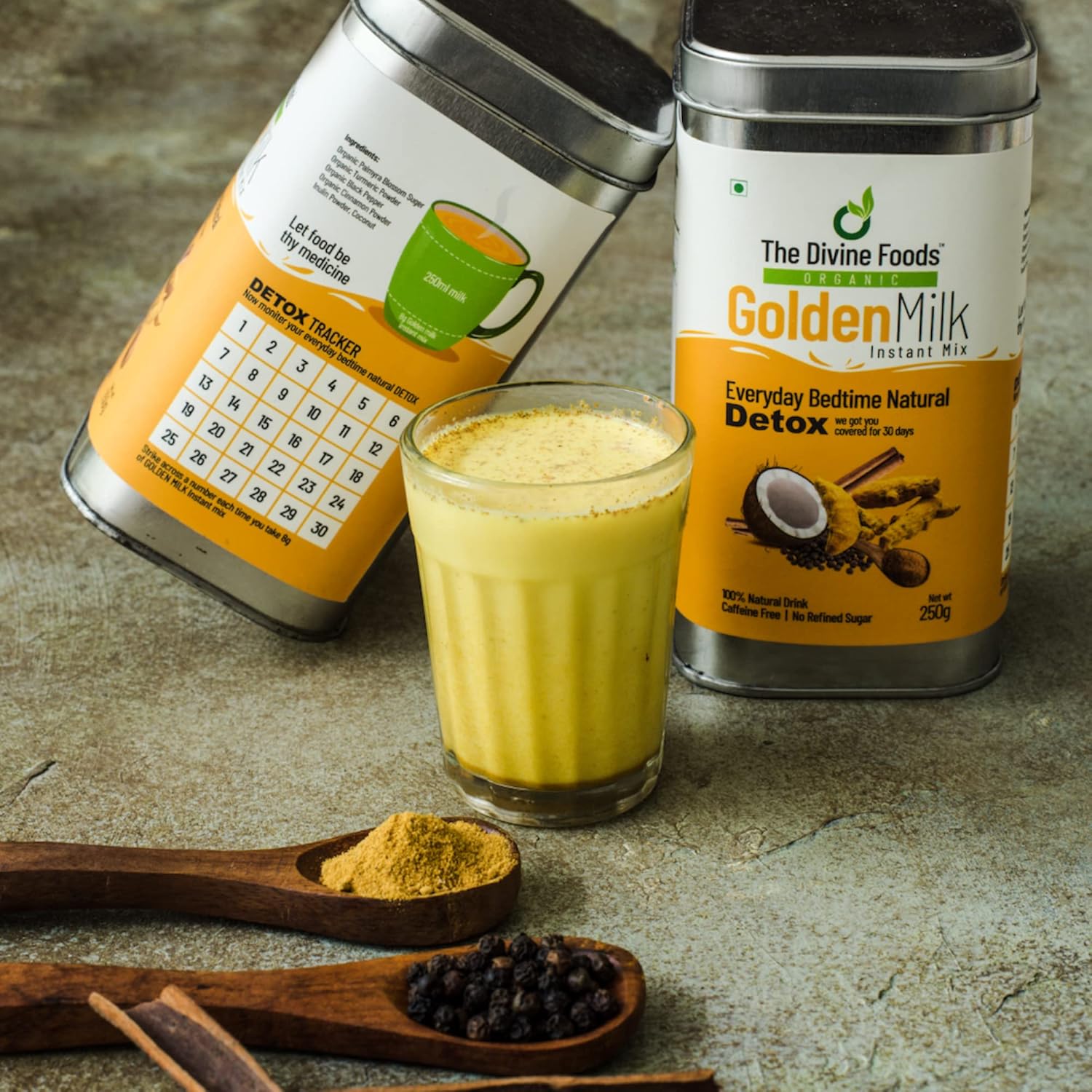 The Divine Foods Organic Golden Milk Natural Detox Drink DND Latte Mix - 250 g