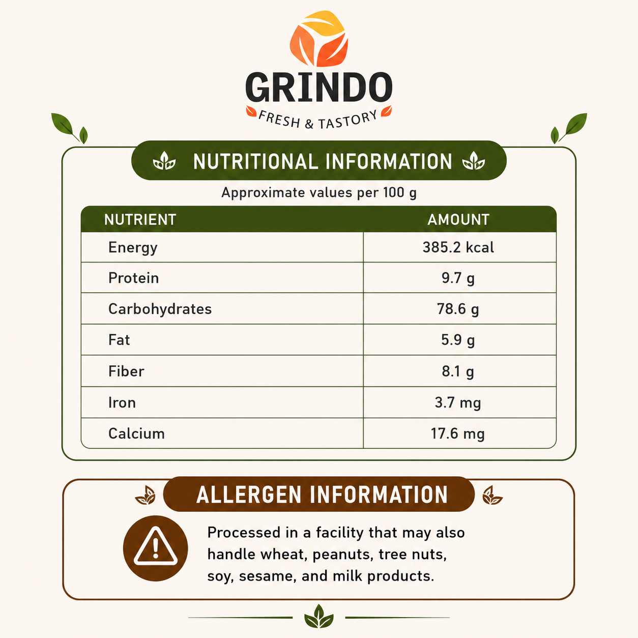 Grindo Sprouted Jowar Flour - 500 g