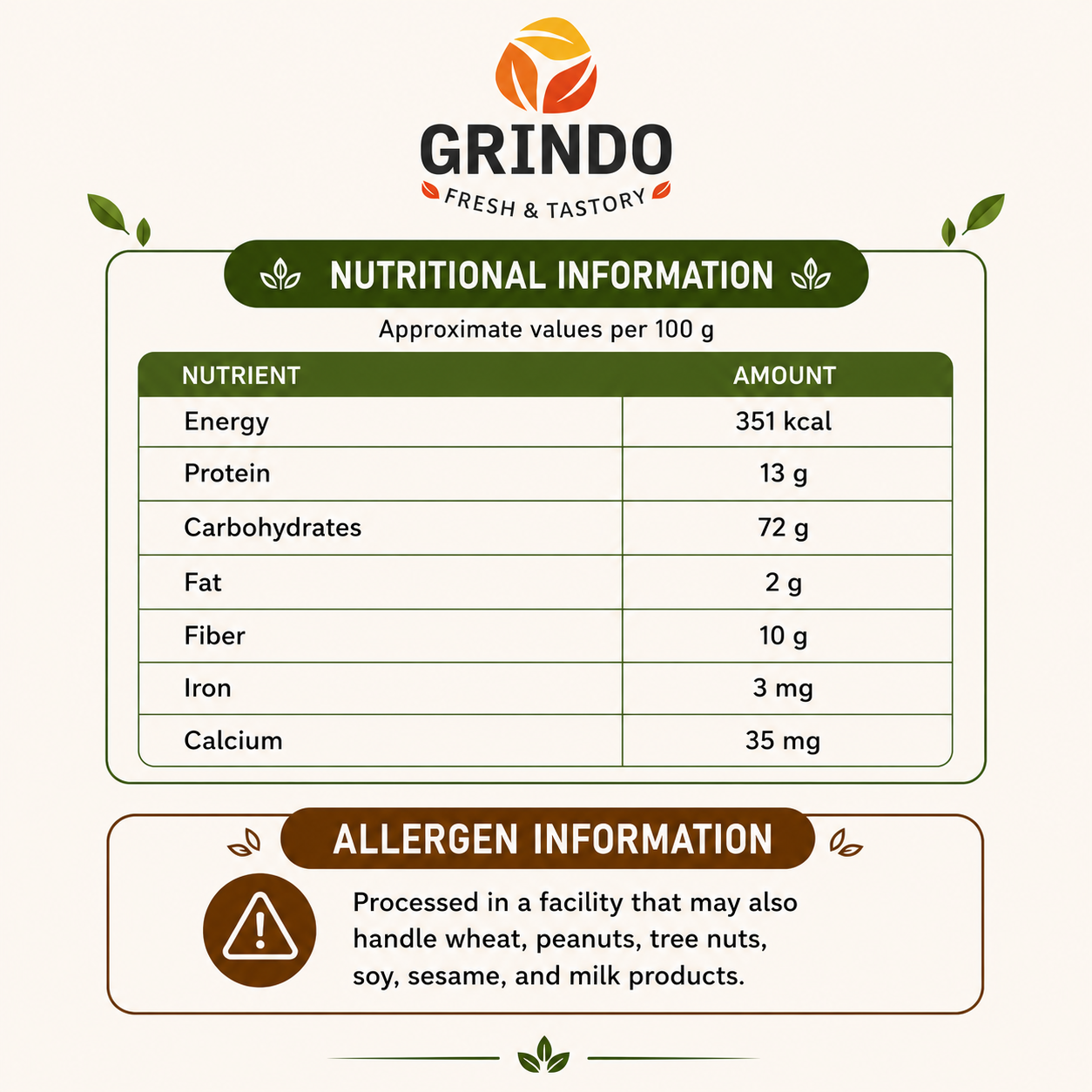 Grindo Sprouted Chickpeas Flour - 500 g