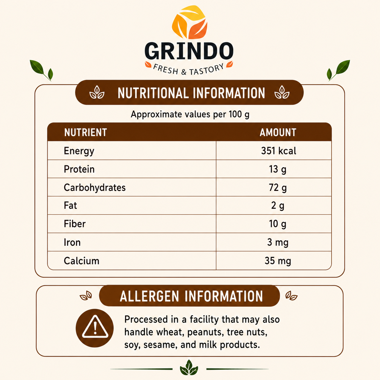 Grindo Sprouted Whole Grain Wheat Atta Flour - 500 g