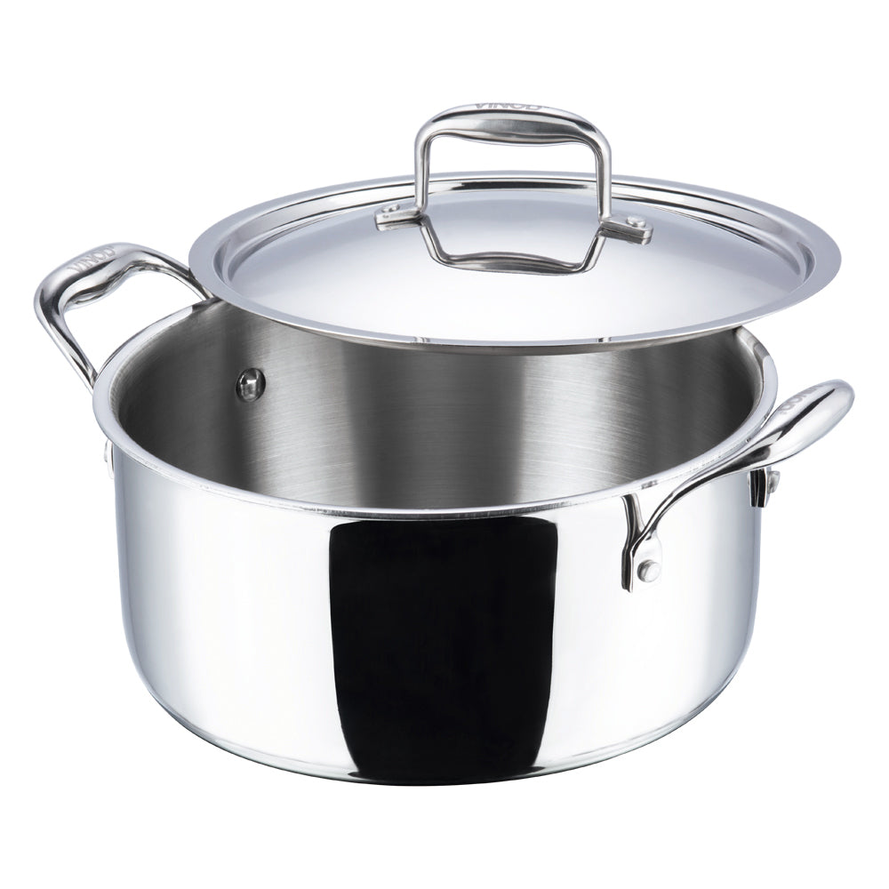 Vinod Platinum Triply Stainless Steel Saucepot with Lid - 5 L - PSO24