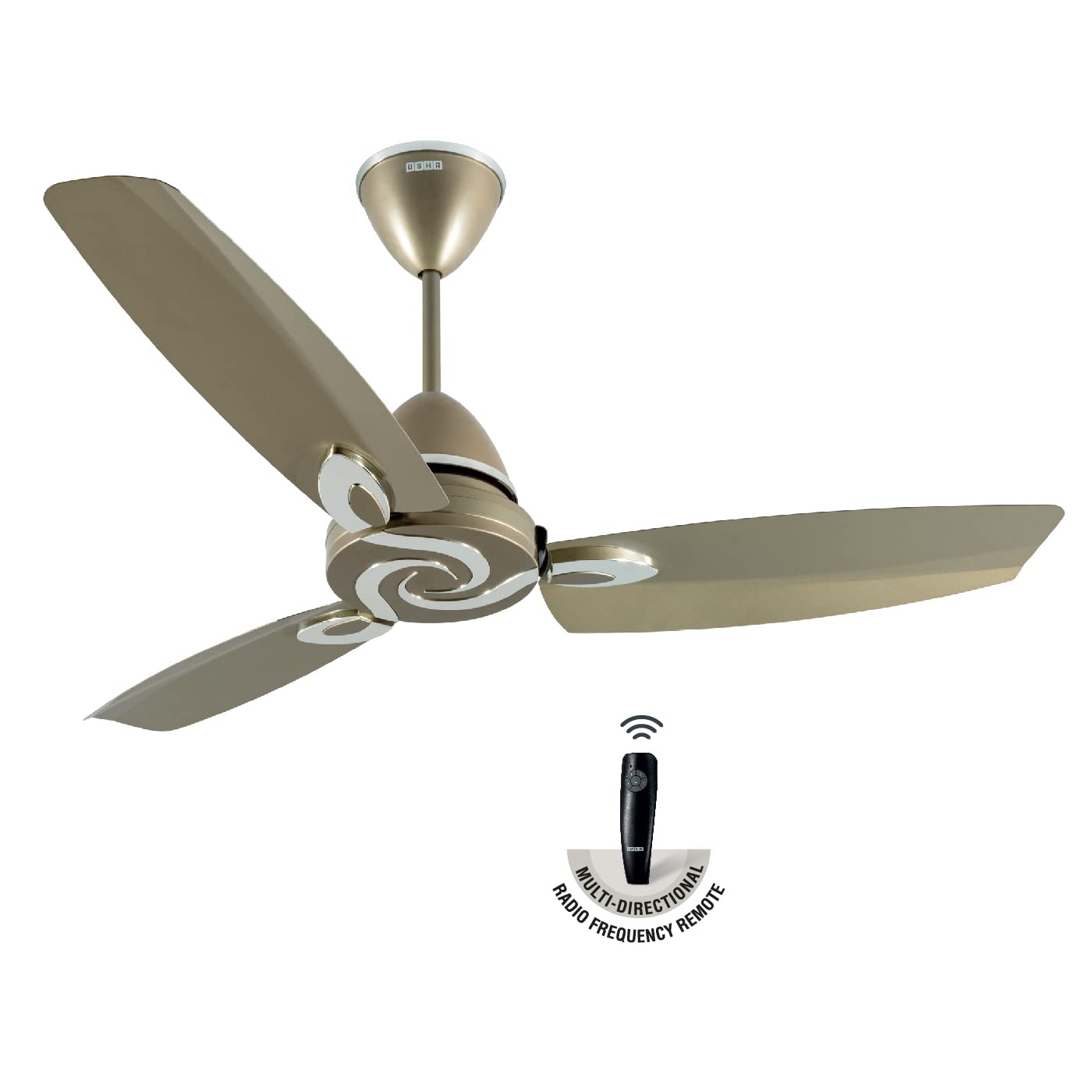 USHA Onio Lambda 1200MM BLDC 5 Star Energy Efflicient, Dust & Oil Resistant Ceiling Fan with Remote (Beige) - 1 Pc