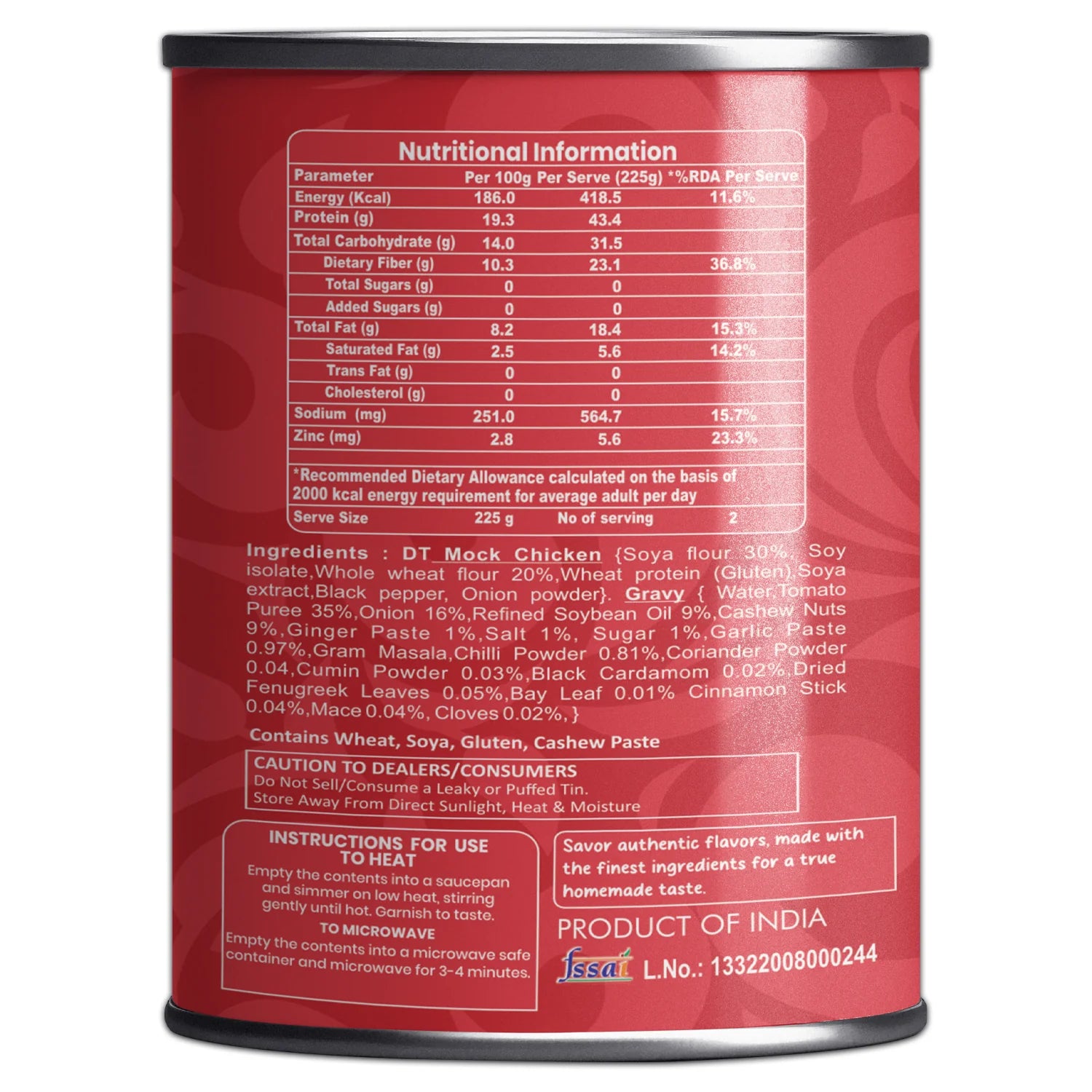 Desi Treat Minute Menu Unchick'n Curry ( Ready to Eat in 3 Minutes |100% Plant Based ) - 425 g