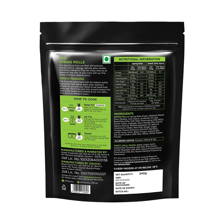 Prasuma Veg Spring Rolls - 240 g