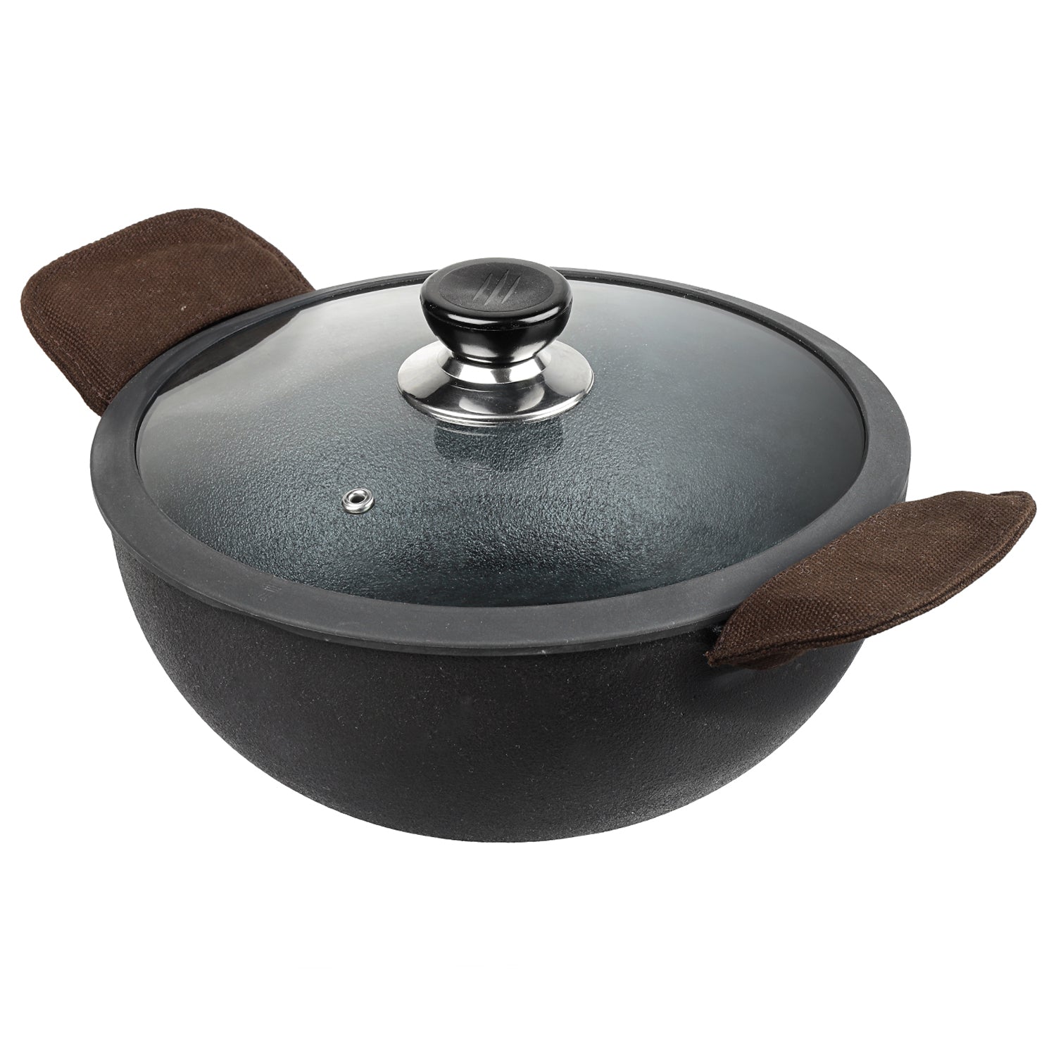 Vinod Legacy Pre Seasoned Cast Iron Kadai with Glass Lid - 4.3 L - LCIDK26