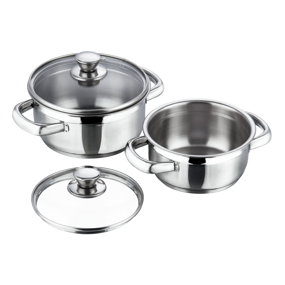 Vinod Bremen Stainless Steel Saucepot with Glass Lid - Set of 3 - BREM3