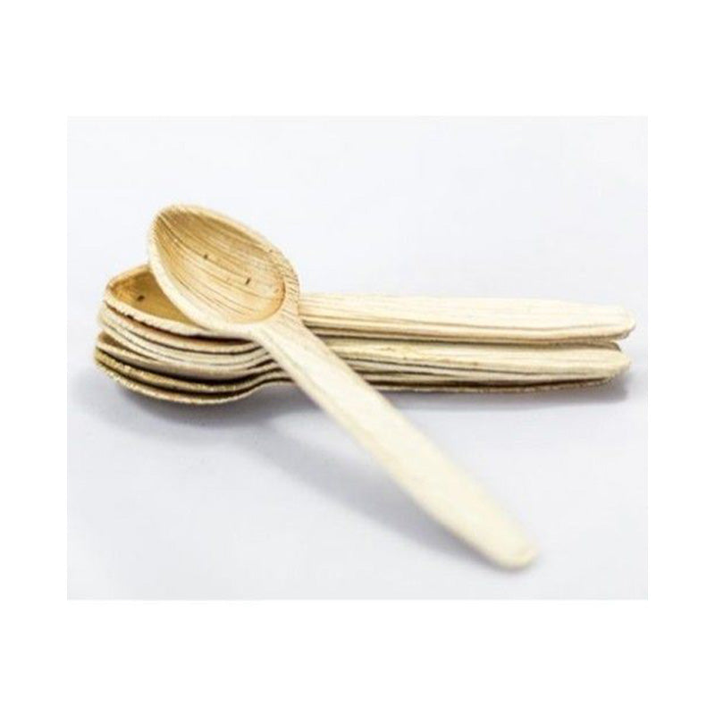 Waangoo Eco Friendly Biodegradable Disposable Areca Leaf Spoons Small - 5.5 Inches (25 pcs)