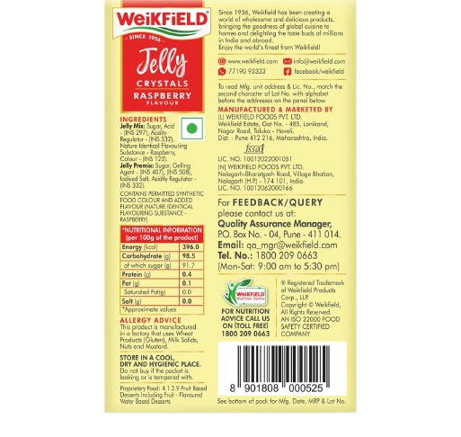 Weikfield Crystal Jelly Mix Raspberry - 90 g